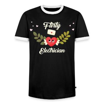Électricien Flirty - T-shirt contrasté Homme - noir/blanc - Devant - AI Model Female 172 light (172cm) & AI Model Male 178 light (178cm)