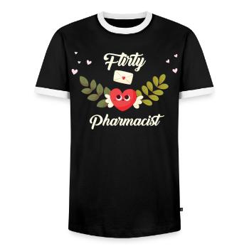 Flirty Pharmacist - Men's Ringer Shirt - black/white - Front - AI Model Female 172 light (172cm) & AI Model Male 178 light (178cm)