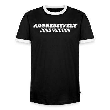 travailleur de la construction agressif - T-shirt contrasté Homme - noir/blanc - Devant - AI Model Female 172 light (172cm) & AI Model Male 178 light (178cm)