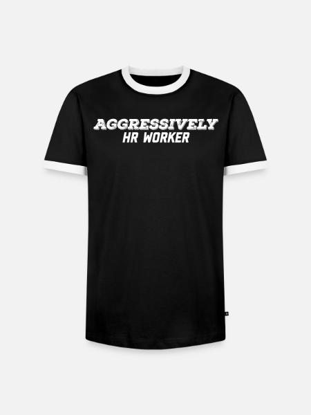 aggressively hr worker - Men's Ringer Shirt - black/white