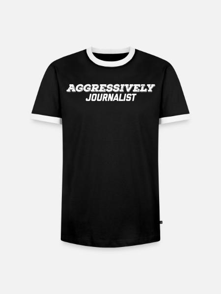 aggressively journalist - Men's Ringer Shirt - black/white