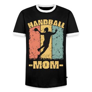 Handball Mama Muttertag Frauenhandball - Männer Kontrast-T-Shirt - Schwarz/Weiß - Vorne - AI Model Female 172 light (172cm) & AI Model Male 178 light (178cm)