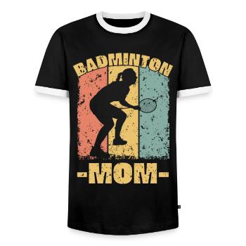 Badminton Mama - Männer Kontrast-T-Shirt - Schwarz/Weiß - Vorne - AI Model Female 172 light (172cm) & AI Model Male 178 light (178cm)