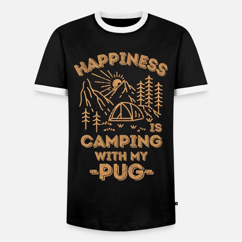 Camping mit Mops - Männer Kontrast-T-Shirt - Schwarz/Weiß