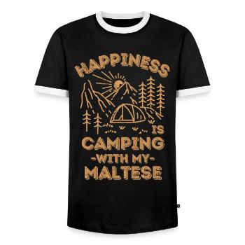 Camping mit Maltesern - Männer Kontrast-T-Shirt - Schwarz/Weiß - Vorne - AI Model Female 172 light (172cm) & AI Model Male 178 light (178cm)