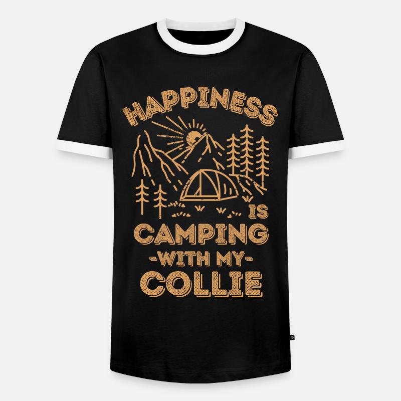 Camping with collie - Men's Ringer Shirt - black/white