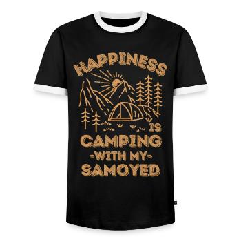 Camping with samoyed - Men's Ringer Shirt - black/white - Front - AI Model Female 172 light (172cm) & AI Model Male 178 light (178cm)