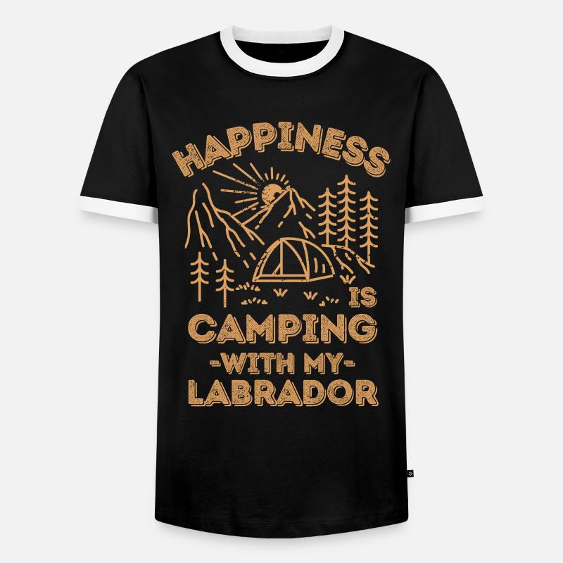 Camping mit Labrador - Männer Kontrast-T-Shirt - Schwarz/Weiß
