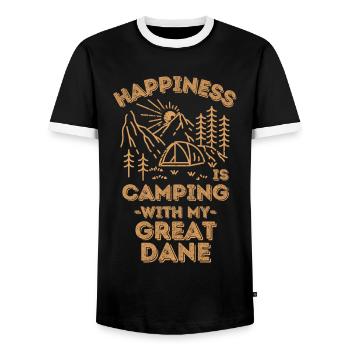 Camping with great-dane - Men's Ringer Shirt - black/white - Front - AI Model Female 172 light (172cm) & AI Model Male 178 light (178cm)