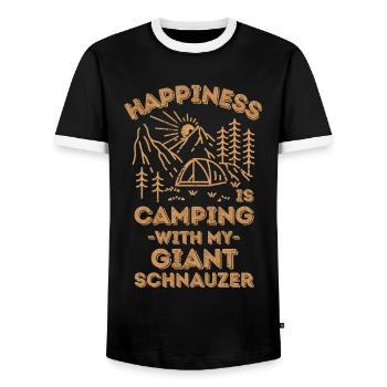 Camping avec un schnauzer géant - T-shirt contrasté Homme - noir/blanc - Devant - AI Model Female 172 light (172cm) & AI Model Male 178 light (178cm)
