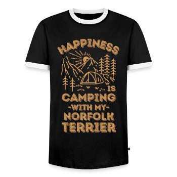 Camping with norfolk-terrier - Men's Ringer Shirt - black/white - Front - AI Model Female 172 light (172cm) & AI Model Male 178 light (178cm)