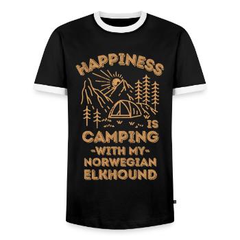 Camping avec norwegian-elkhound - T-shirt contrasté Homme - noir/blanc - Devant - AI Model Female 172 light (172cm) & AI Model Male 178 light (178cm)