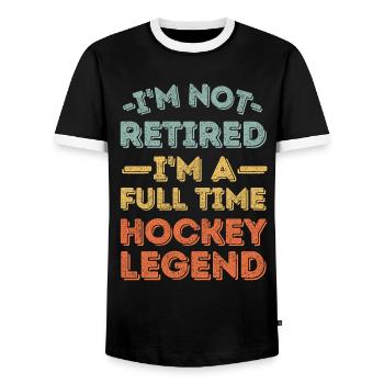 Retraité et légende du hockey - T-shirt contrasté Homme - noir/blanc - Devant - AI Model Female 172 light (172cm) & AI Model Male 178 light (178cm)