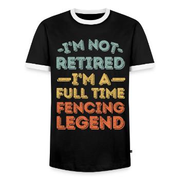 Retraité et légende de l’escrime - T-shirt contrasté Homme - noir/blanc - Devant - AI Model Female 172 light (172cm) & AI Model Male 178 light (178cm)