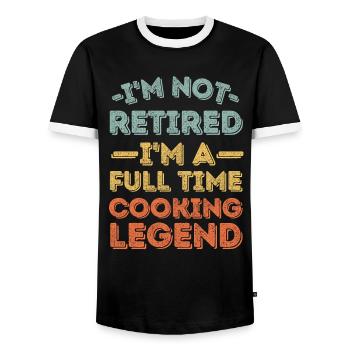 Retraité et légende de la cuisine - T-shirt contrasté Homme - noir/blanc - Devant - AI Model Female 172 light (172cm) & AI Model Male 178 light (178cm)