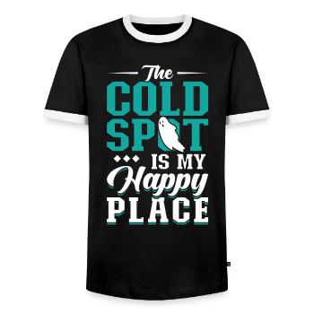 Le point froid est mon endroit heureux - T-shirt contrasté Homme - noir/blanc - Devant - AI Model Female 172 light (172cm) & AI Model Male 178 light (178cm)