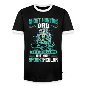 Papa chasseur de fantômes - Enquête paranormale - T-shirt contrasté Homme - noir/blanc - Devant - AI Model Female 172 light (172cm) & AI Model Male 178 light (178cm)