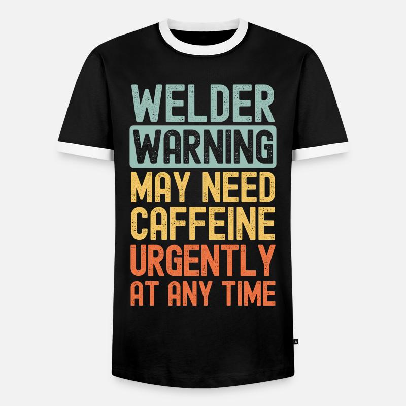 Welder need coffee urgently - Men's Ringer Shirt - black/white