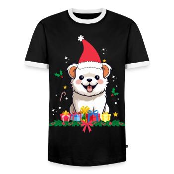 Dog Christmas - Men's Ringer Shirt - black/white - Front - AI Model Female 172 light (172cm) & AI Model Male 178 light (178cm)