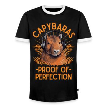 Capybara avec écouteurs - T-shirt contrasté Homme - noir/blanc - Devant - AI Model Female 172 light (172cm) & AI Model Male 178 light (178cm)