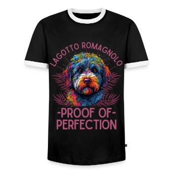Farbenfroher Lagotto Romagnolo - Männer Kontrast-T-Shirt - Schwarz/Weiß - Vorne - AI Model Female 172 light (172cm) & AI Model Male 178 light (178cm)