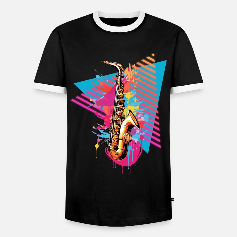 Saxophone 80s 90s - Men's Ringer Shirt - black/white