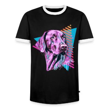 Vizsla 80s style - Men's Ringer Shirt - black/white - Front - AI Model Female 172 light (172cm) & AI Model Male 178 light (178cm)