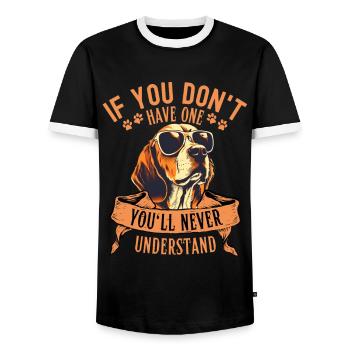 Beagle mit sonnenbrille - Männer Kontrast-T-Shirt - Schwarz/Weiß - Vorne - AI Model Female 172 light (172cm) & AI Model Male 178 light (178cm)