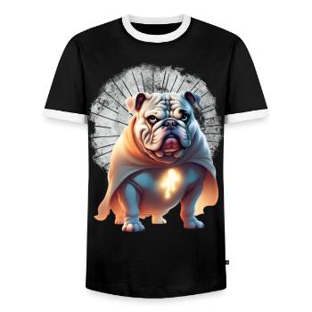 Bulldogge Halloween Hund Hunde - Männer Kontrast-T-Shirt - Schwarz/Weiß - Vorne - AI Model Female 172 light (172cm) & AI Model Male 178 light (178cm)