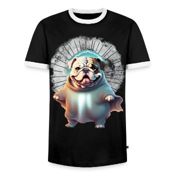 Bulldogge Halloween Hund Hunde - Männer Kontrast-T-Shirt - Schwarz/Weiß - Vorne - AI Model Female 172 light (172cm) & AI Model Male 178 light (178cm)