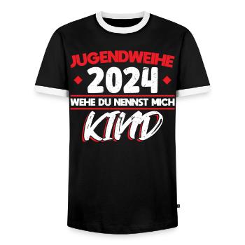 Jugendweihe 2024 Mädchen Junge - Männer Kontrast-T-Shirt - Schwarz/Weiß - Vorne - AI Model Female 172 light (172cm) & AI Model Male 178 light (178cm)