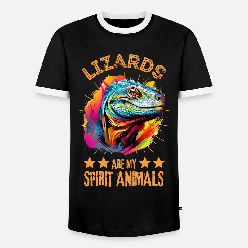 Bunter Komodowaran Farbkleckse Farbspritzer - Männer Kontrast-T-Shirt - Schwarz/Weiß