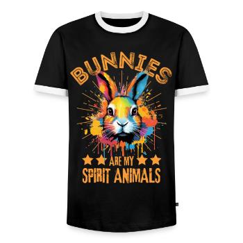Gouttes de lapin colorées d'éclaboussures de peinture - T-shirt contrasté Homme - noir/blanc - Devant - AI Model Female 172 light (172cm) & AI Model Male 178 light (178cm)