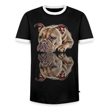 Bouledogue Vieux Bouledogue Anglais Chien Chiens - T-shirt contrasté Homme - noir/blanc - Devant - AI Model Female 172 light (172cm) & AI Model Male 178 light (178cm)