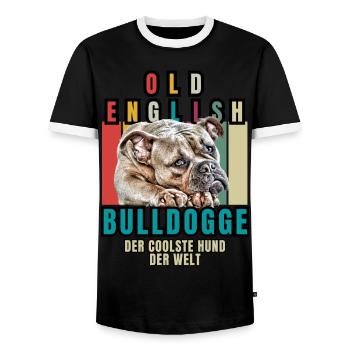 Bouledogue Vieux Bouledogue Anglais Chien Chiens - T-shirt contrasté Homme - noir/blanc - Devant - AI Model Female 172 light (172cm) & AI Model Male 178 light (178cm)