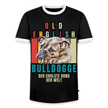 Bouledogue Vieux Bouledogue Anglais Chien Chiens - T-shirt contrasté Homme - noir/blanc - Devant - AI Model Female 172 light (172cm) & AI Model Male 178 light (178cm)