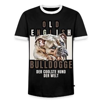 Bouledogue Vieux Bouledogue Anglais Chien Chiens - T-shirt contrasté Homme - noir/blanc - Devant - AI Model Female 172 light (172cm) & AI Model Male 178 light (178cm)