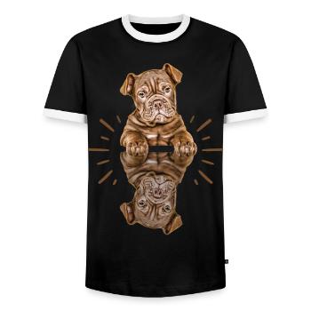 OLD ENGLISH BULLDOG Chien Chiens Bouledogue - T-shirt contrasté Homme - noir/blanc - Devant - AI Model Female 172 light (172cm) & AI Model Male 178 light (178cm)
