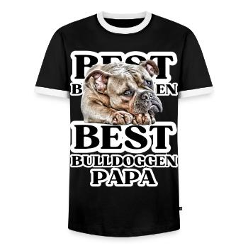 BEST BULLDOGS PAPA I cadeau de propriétaire de chien - T-shirt contrasté Homme - noir/blanc - Devant - AI Model Female 172 light (172cm) & AI Model Male 178 light (178cm)