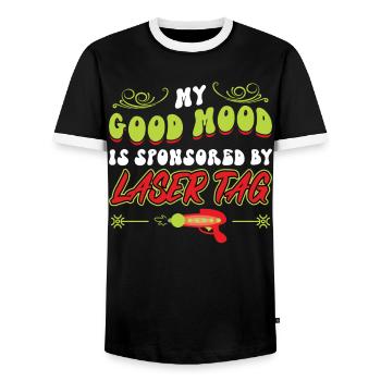 Ma Bonne Humeur est Sponsorisé Par Laser Tag - T-shirt contrasté Homme - noir/blanc - Devant - AI Model Female 172 light (172cm) & AI Model Male 178 light (178cm)