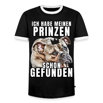 PRINCES FOUND - BULLDOG chien CHIENS - T-shirt contrasté Homme - noir/blanc - Devant - AI Model Female 172 light (172cm) & AI Model Male 178 light (178cm)