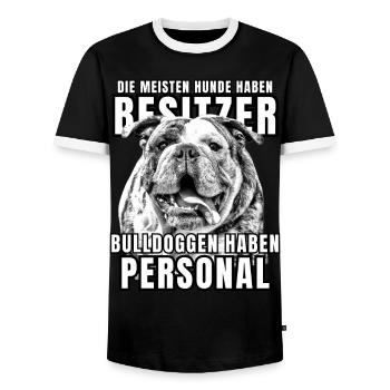 Les bouledogues ont des chiens de bouledogue personnels - T-shirt contrasté Homme - noir/blanc - Devant - AI Model Female 172 light (172cm) & AI Model Male 178 light (178cm)