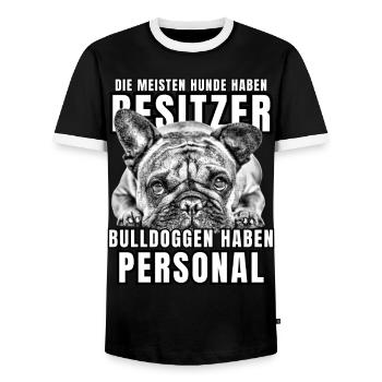 Les bouledogues ont des chiens de bouledogue personnels - T-shirt contrasté Homme - noir/blanc - Devant - AI Model Female 172 light (172cm) & AI Model Male 178 light (178cm)