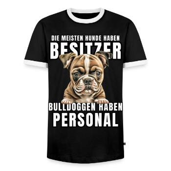 Les bouledogues ont des chiens de bouledogue personnels - T-shirt contrasté Homme - noir/blanc - Devant - AI Model Female 172 light (172cm) & AI Model Male 178 light (178cm)