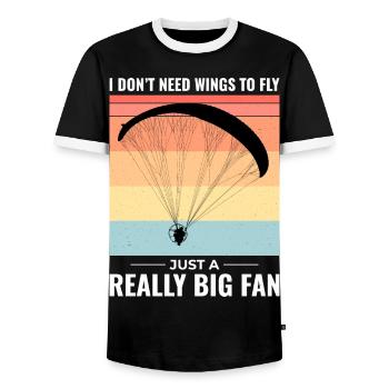 Paramotor Pilot Paramotoring Powered Paraglider - Men's Ringer Shirt - black/white - Front - AI Model Female 172 light (172cm) & AI Model Male 178 light (178cm)