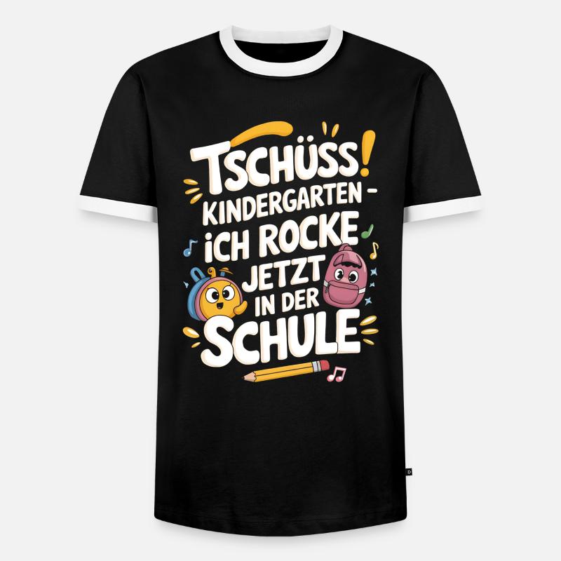 Tschüss Kindergarten - Einschulung - Männer Kontrast-T-Shirt - Schwarz/Weiß