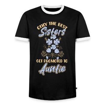 Only the best sisters become aunts - Men's Ringer Shirt - black/white - Front - AI Model Female 172 light (172cm) & AI Model Male 178 light (178cm)