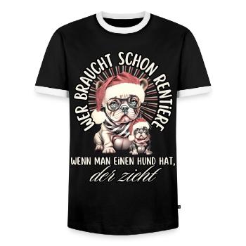 drôle Père Noël Bulldog chiens de Noël - T-shirt contrasté Homme - noir/blanc - Devant - AI Model Female 172 light (172cm) & AI Model Male 178 light (178cm)