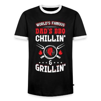 Weltberühmtes Papa BBQ - Männer Kontrast-T-Shirt - Schwarz/Weiß - Vorne - AI Model Female 172 light (172cm) & AI Model Male 178 light (178cm)