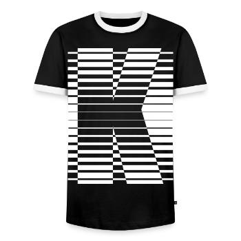 LETTER K - Men's Ringer Shirt - black/white - Front - AI Model Female 172 light (172cm) & AI Model Male 178 light (178cm)
